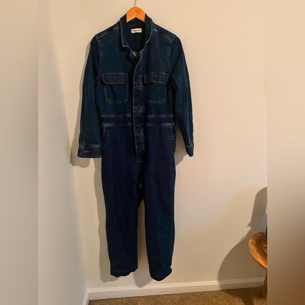 Madewell denim slim coverall jumpsuit size 16
